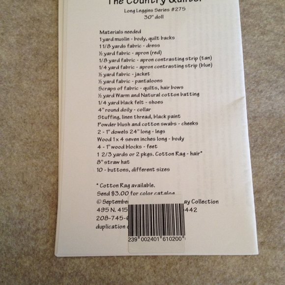 Fabric Doll Sewing Pattern Bundle Rag Doll Country Bunny Rabbit Carrots Stuffed - Picture 3 of 8